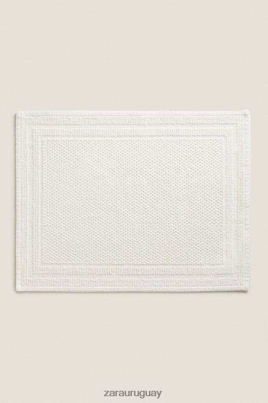 Zara alfombra de baño de algodón unisexo H6RHL21701 Marfil accesorios