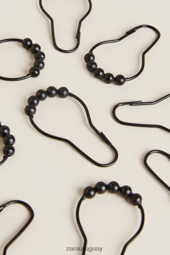 Zara anillos de cortina de metal unisexo H6RHL21731 negro accesorios