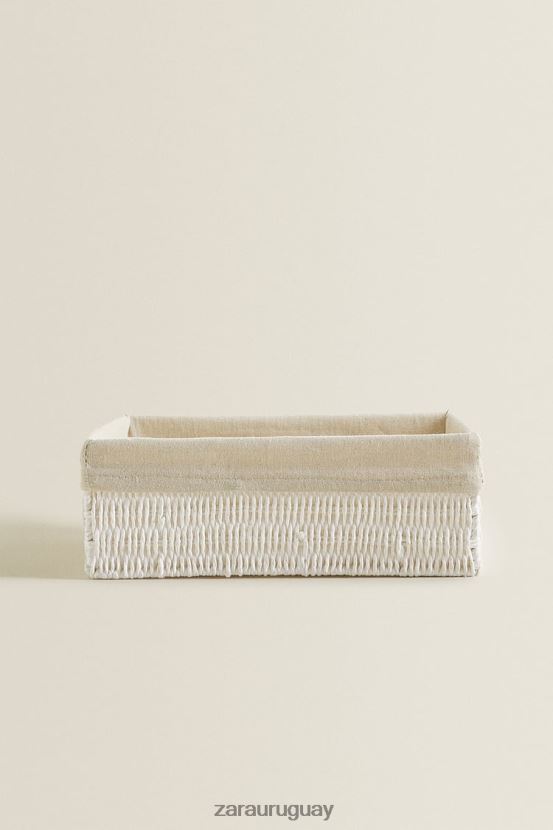 Zara cesta interior de tela rectangular unisexo H6RHL21734 blanco accesorios