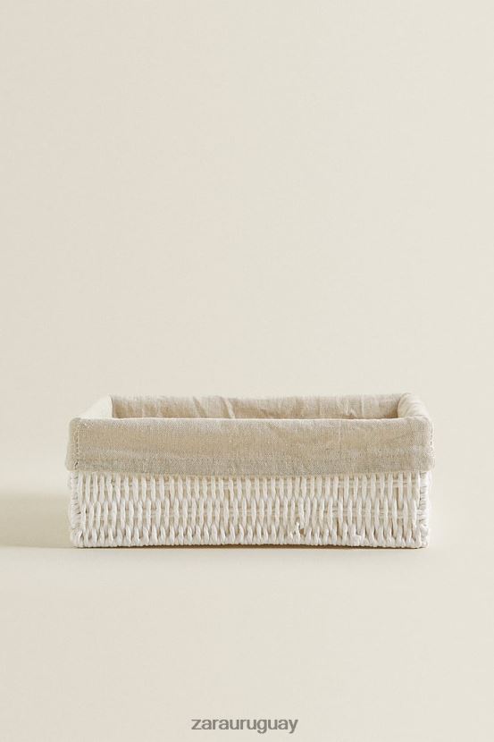 Zara cesta interior de tela rectangular unisexo H6RHL21734 blanco accesorios