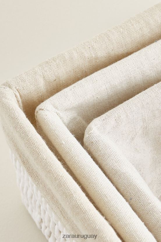 Zara cesta interior de tela rectangular unisexo H6RHL21734 blanco accesorios