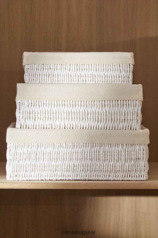 Zara cesta interior de tela rectangular unisexo H6RHL21734 blanco accesorios