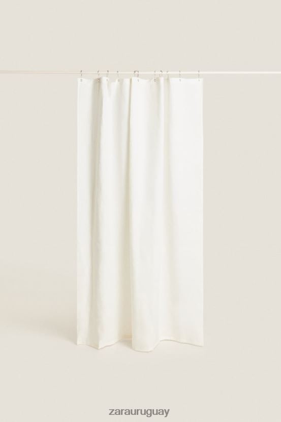 Zara cortina de ducha de lino unisexo H6RHL21702 ostra blanca accesorios