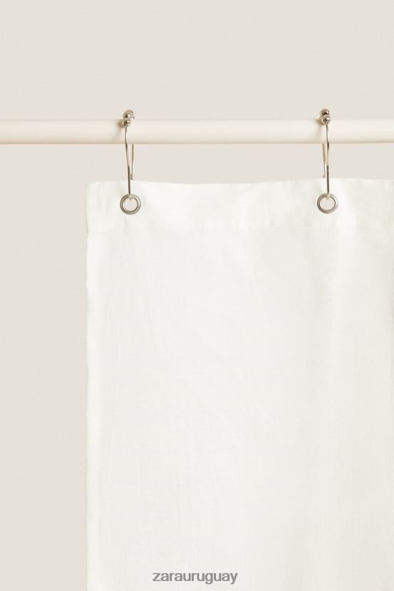 Zara cortina de ducha de lino unisexo H6RHL21702 ostra blanca accesorios