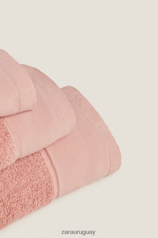 Zara toalla con aplique de lino unisexo H6RHL21713 Rosa palido accesorios