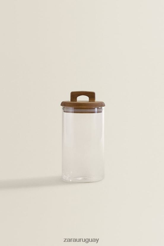 Zara Tarro de almacenamiento de madera y vidrio de borosilicato. unisexo H6RHL21685 beige claro accesorios
