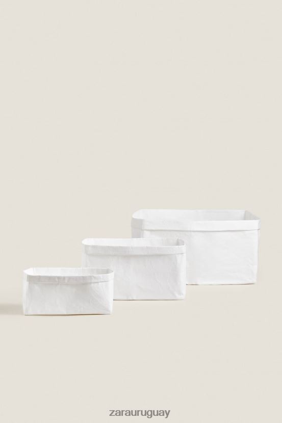 Zara cesta organizadora con diseño de papel unisexo H6RHL21696 blanco accesorios