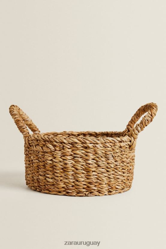 Zara cesta tejida con asas unisexo H6RHL21698 beige claro accesorios