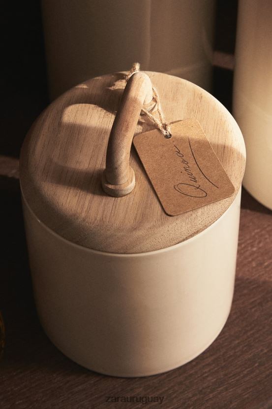 Zara tarro de cerámica y madera unisexo H6RHL21689 crema accesorios
