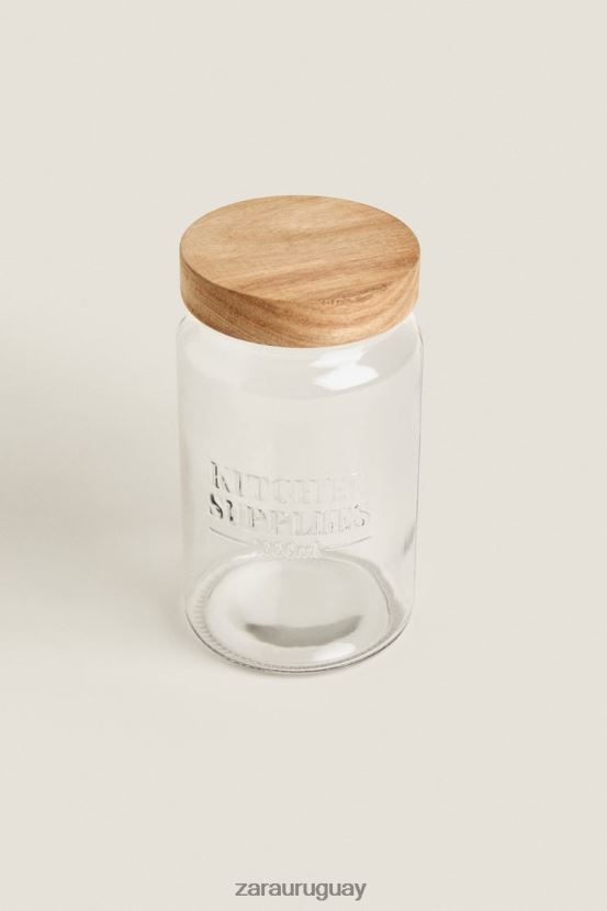 Zara tarro de cristal con tapa de rosca unisexo H6RHL21684 beige claro accesorios