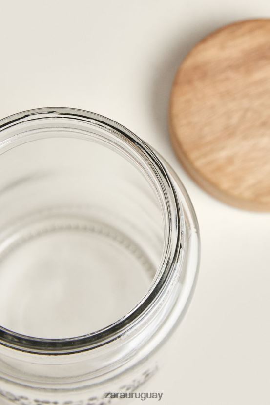 Zara tarro de cristal con tapa de rosca unisexo H6RHL21684 beige claro accesorios
