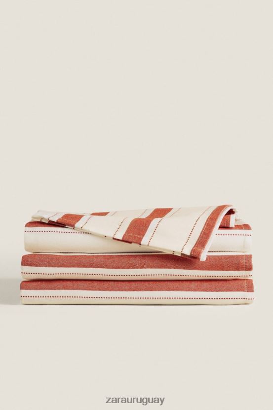 Zara mantel a rayas de hilo teñido unisexo H6RHL21664 ladrillo accesorios