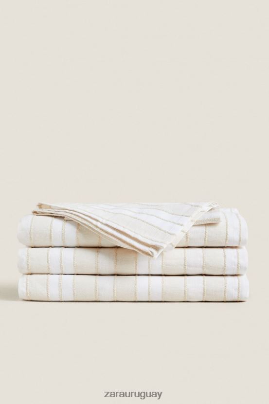 Zara mantel a rayas de hilo teñido unisexo H6RHL21672 crudo accesorios