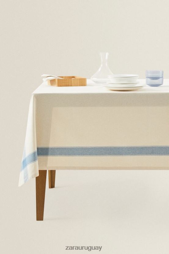 Zara mantel a rayas de hilo teñido unisexo H6RHL21674 azul accesorios