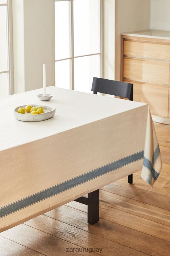 Zara mantel a rayas de hilo teñido unisexo H6RHL21674 azul accesorios