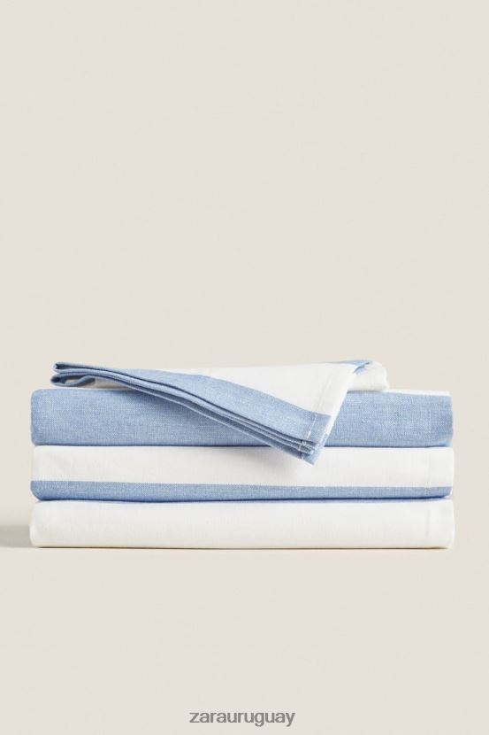 Zara mantel de algodón a rayas unisexo H6RHL21666 azul accesorios