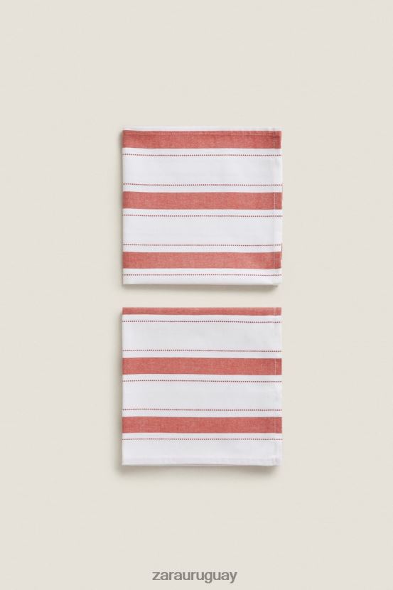 Zara servilletas de hilo teñido (paquete de 2) unisexo H6RHL21665 ladrillo accesorios