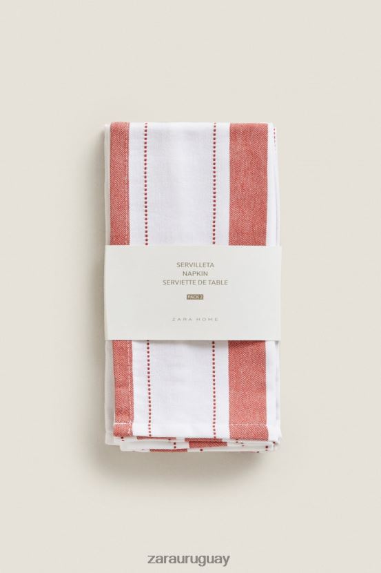 Zara servilletas de hilo teñido (paquete de 2) unisexo H6RHL21665 ladrillo accesorios