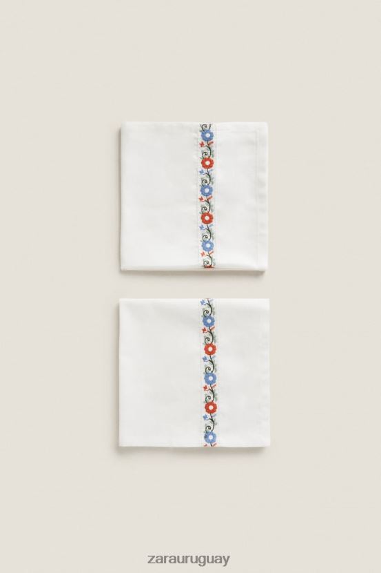 Zara servilletas de tela bordadas (paquete de 2) unisexo H6RHL21663 blanco accesorios