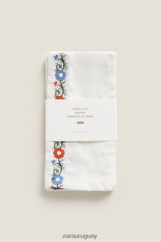 Zara servilletas de tela bordadas (paquete de 2) unisexo H6RHL21663 blanco accesorios
