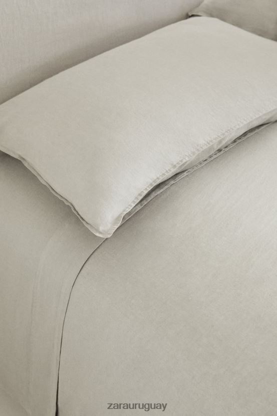 Zara (140 g/m²) sábana encimera de lino lavado unisexo H6RHL21661 verde claro accesorios