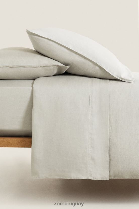 Zara (140 g/m²) sábana encimera de lino lavado unisexo H6RHL21661 verde claro accesorios