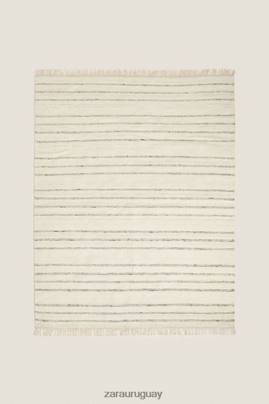 Zara alfombra de lana a rayas unisexo H6RHL21637 gris accesorios