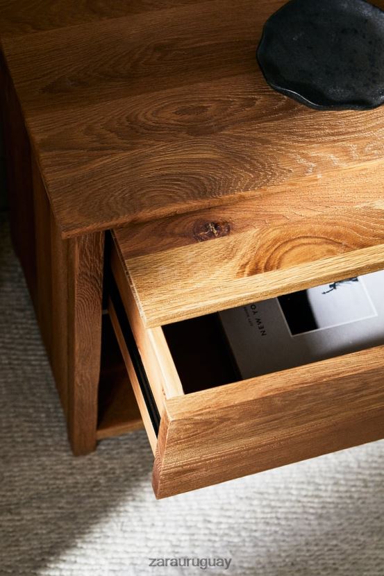 Zara mesita de noche de madera de roble unisexo H6RHL21628 beige claro accesorios