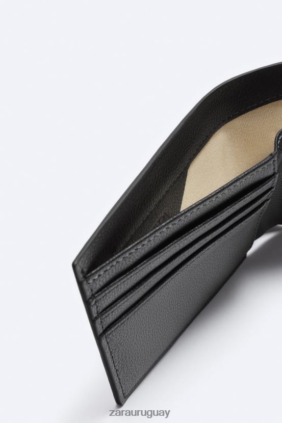 Zara billetera plegable hombres H6RHL21344 negro accesorios
