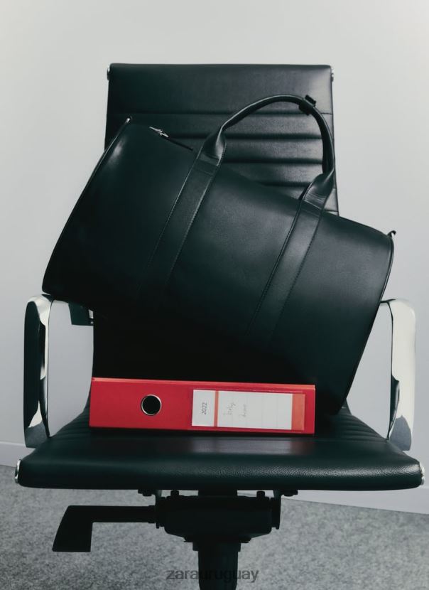 Zara bolsa de lona de cuero suave hombres H6RHL21349 negro accesorios