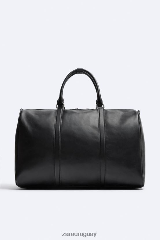 Zara bolsa de lona de cuero suave hombres H6RHL21349 negro accesorios
