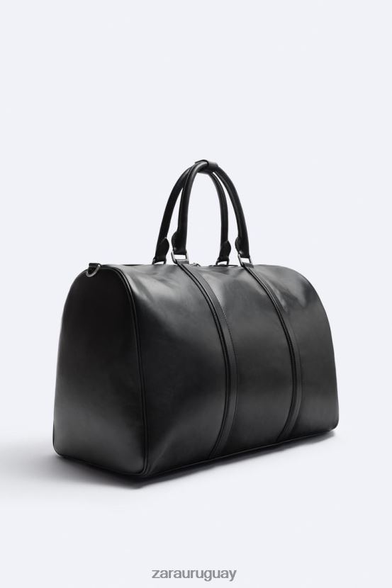 Zara bolsa de lona de cuero suave hombres H6RHL21349 negro accesorios