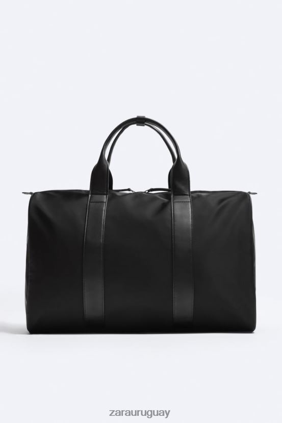Zara bolsa de lona de tela hombres H6RHL21289 negro accesorios