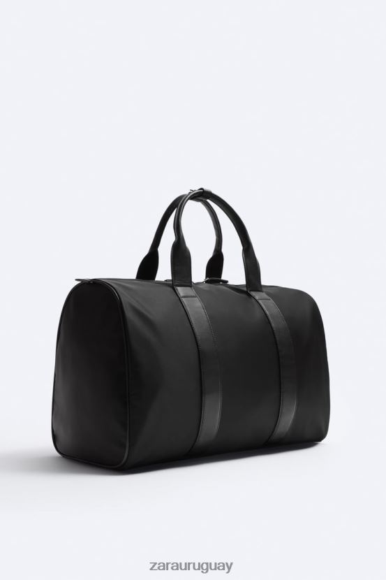 Zara bolsa de lona de tela hombres H6RHL21289 negro accesorios