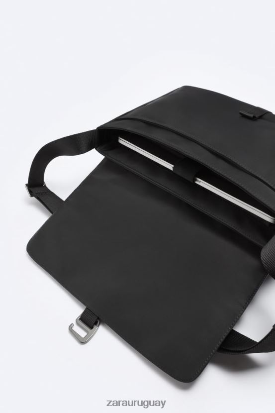 Zara bolsa de mensajero de nailon hombres H6RHL21303 negro accesorios