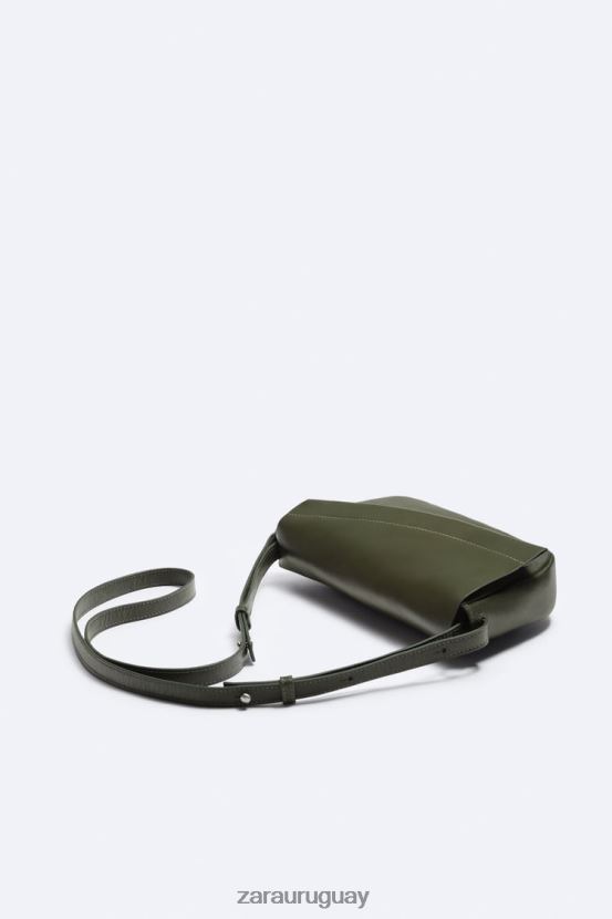 Zara bolso bandolera de cuero hombres H6RHL21330 verde accesorios