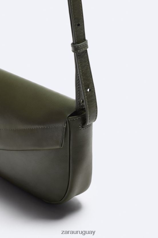 Zara bolso bandolera de cuero hombres H6RHL21330 verde accesorios