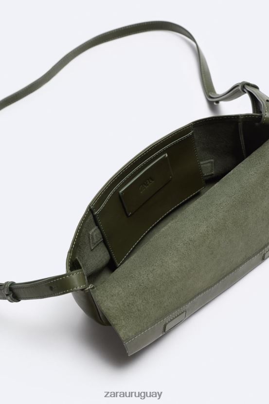 Zara bolso bandolera de cuero hombres H6RHL21330 verde accesorios