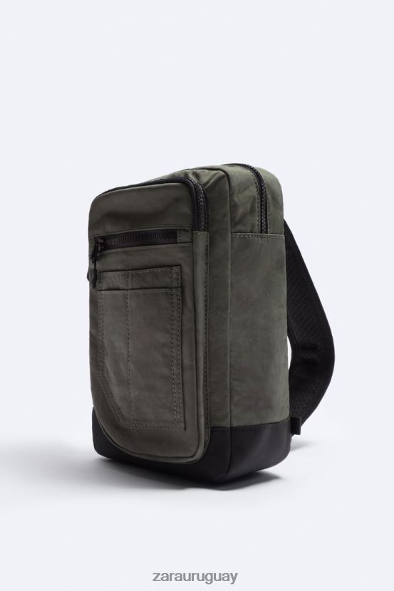 Zara bolso bandolera técnico hombres H6RHL21285 verde caqui accesorios