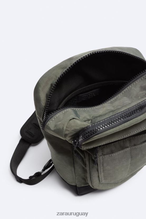 Zara bolso bandolera técnico hombres H6RHL21285 verde caqui accesorios