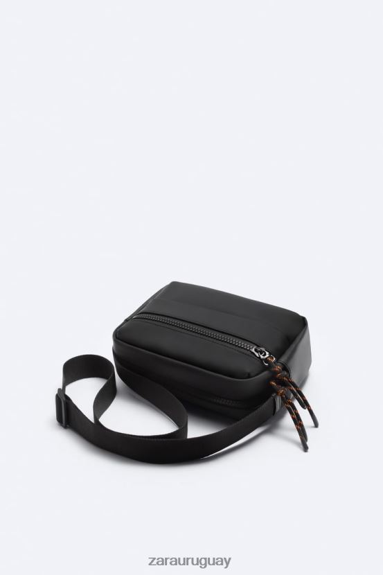 Zara bolso crossbody engomado hombres H6RHL21333 negro accesorios