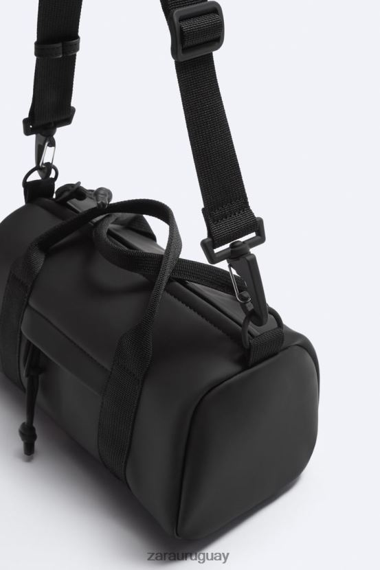 Zara bolso de lona pequeño de goma hombres H6RHL21298 negro accesorios
