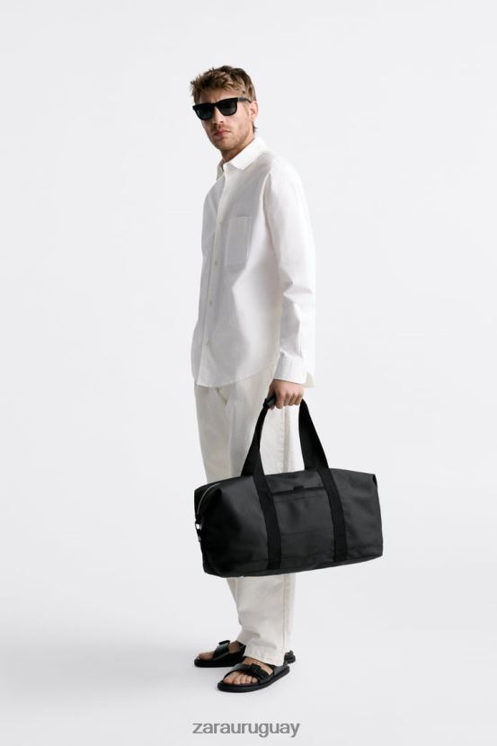 Zara bolso de lona texturizado hombres H6RHL21288 negro accesorios