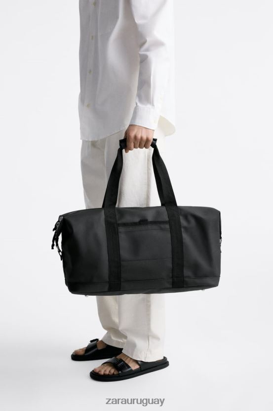 Zara bolso de lona texturizado hombres H6RHL21288 negro accesorios