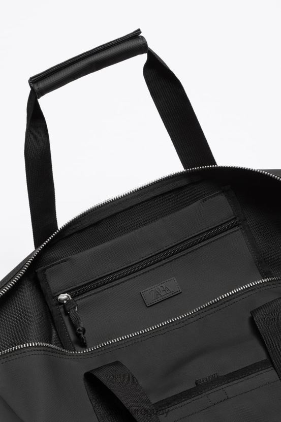 Zara bolso de lona texturizado hombres H6RHL21288 negro accesorios