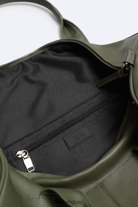 Zara bolso de lona texturizado hombres H6RHL21328 verde accesorios