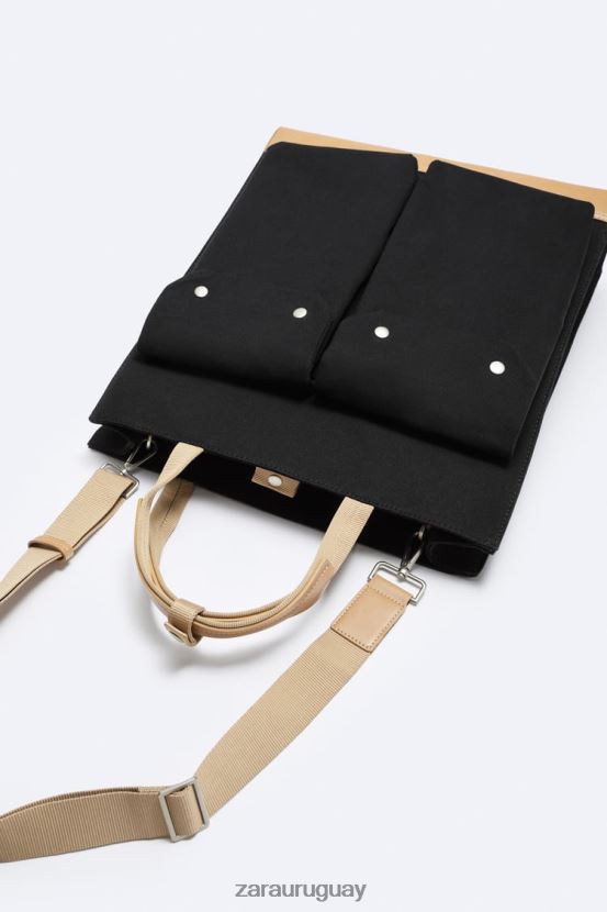 Zara bolso shopper con múltiples bolsillos hombres H6RHL21296 negro accesorios
