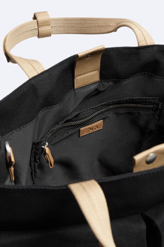 Zara bolso shopper con múltiples bolsillos hombres H6RHL21296 negro accesorios