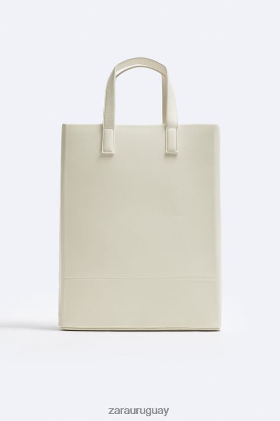 Zara bolso tote minimalista - grande hombres H6RHL21340 blanco hueso accesorios