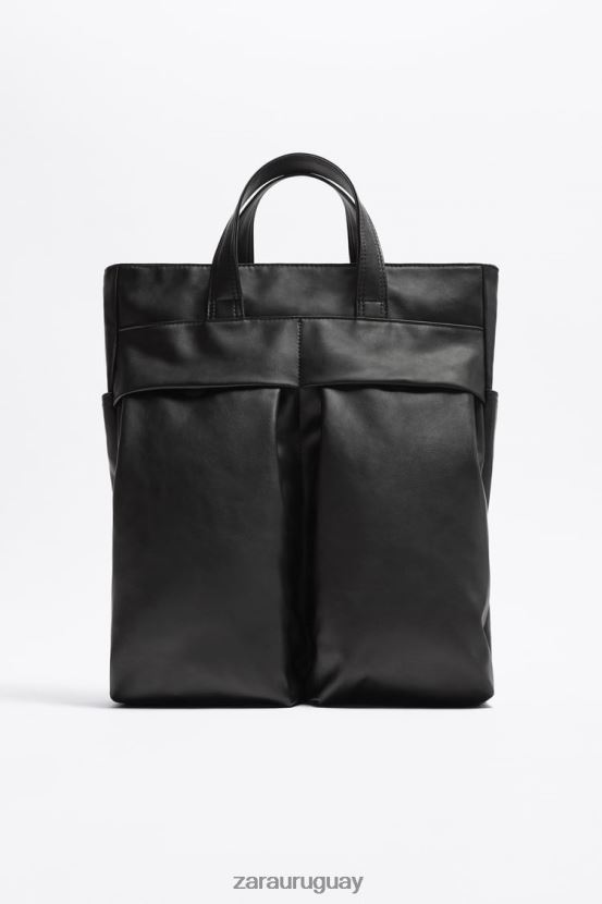 Zara bolso tote suave con dos bolsillos hombres H6RHL21336 negro accesorios